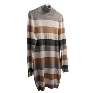 🆕 Charlie Paige Striped Turtleneck Sweater Dress L/XL